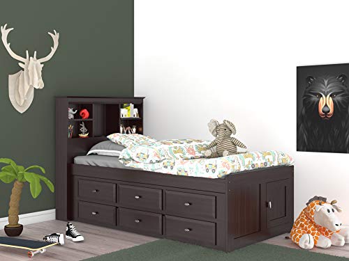 Discovery World Furniture White Full Bookcase Bed with 6 Drawers