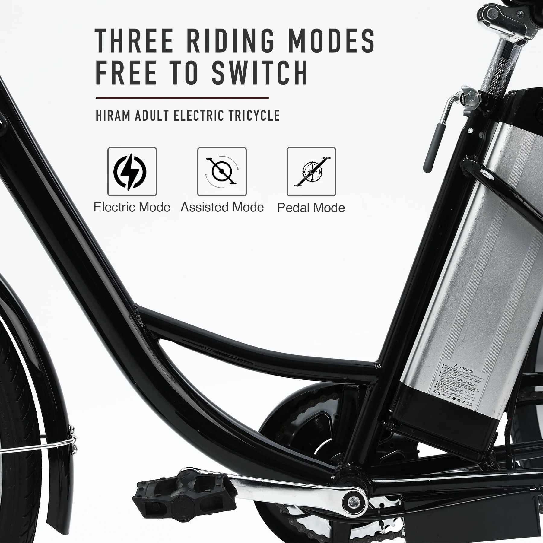 VIRIBUS 24 Inch Electric Trike Bike for Adults 250w 36V 3 Wheel Electric Bicycle for Women Men, Black