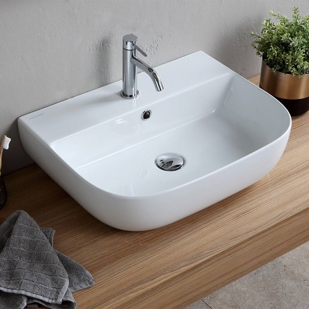 Scarabeo Glam 1811-Three Hole Bathroom Sink - White