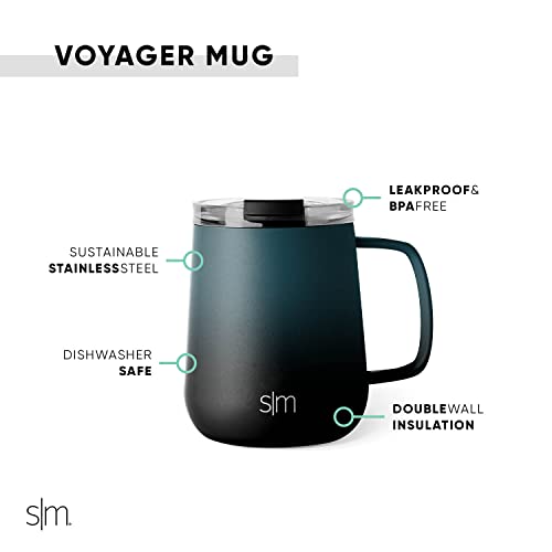 Simple Modern Travel Coffee Mug with Lid and Handle | Reusable Insulated Stainless Steel Coffee Tumbler Tea Cup | Gifts for Women Men Him Her |