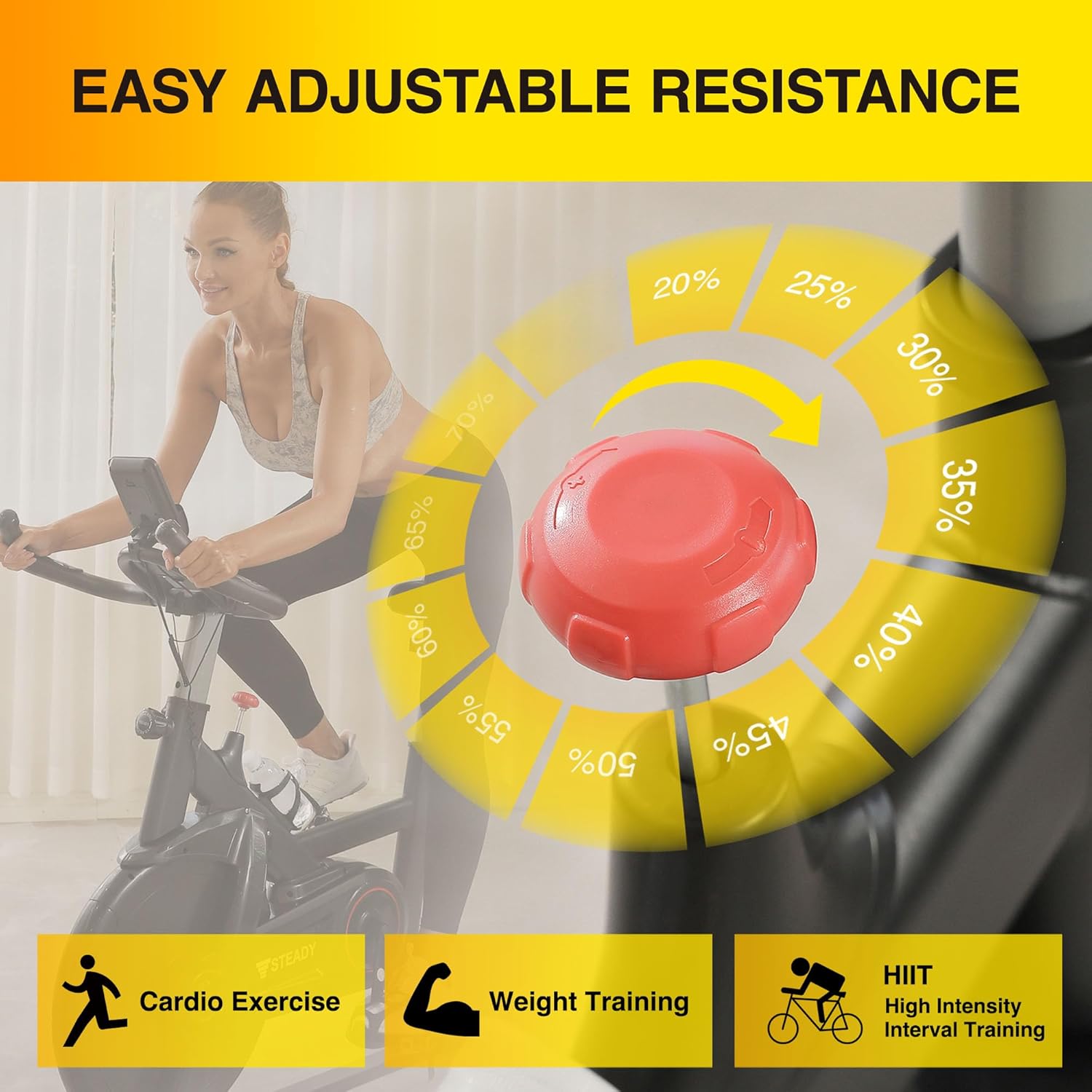 STEADY JAPAN Stationary Exercise Bike for Home - Cycling Bike with LCD Monitor & Comfortable Seat Cushion, ST128