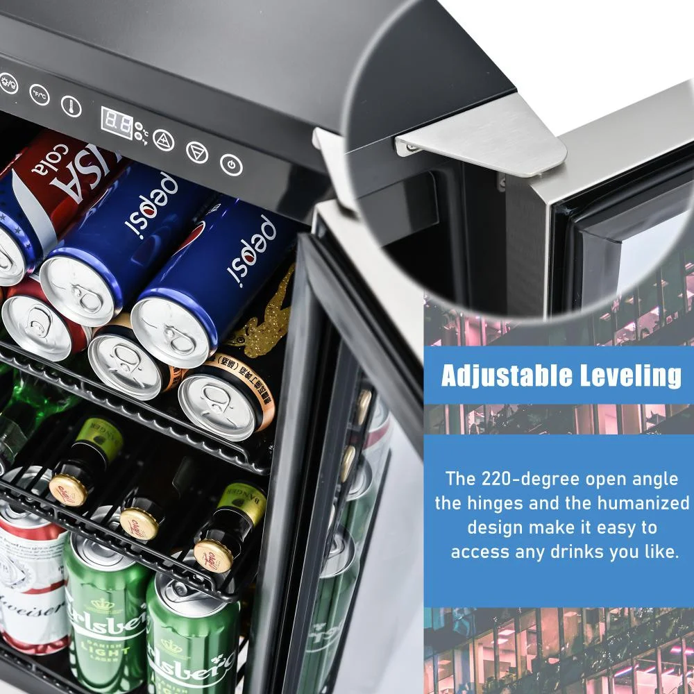 15 Inch Beverage Refrigerator Under Counter Built-in Wine Cooler Mini Fridge Clear Glass Door Digital Memory Temperature Control
