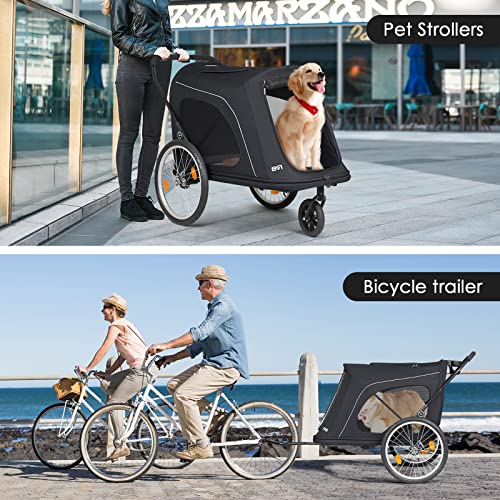 R8 Extra Large Foldable Pet Stroller, Dog Stroller & Pet Trailer for Large Dogs Under 100 lbs, Unmovable, Disabled & Pregnant Dogs
