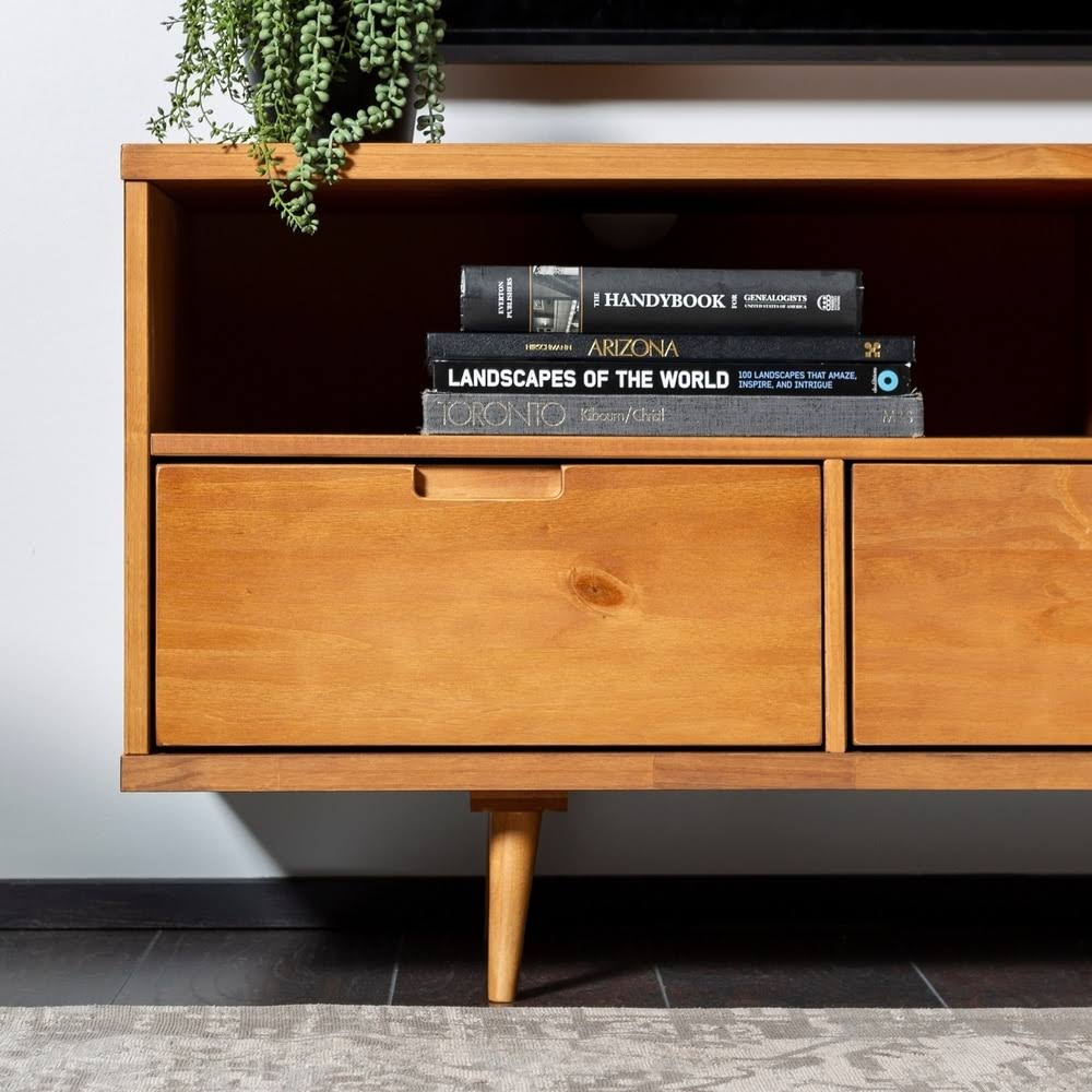 Carson Carrington Alby 58-Inch Mid-Century 3-Drawer TV Console - Walnut