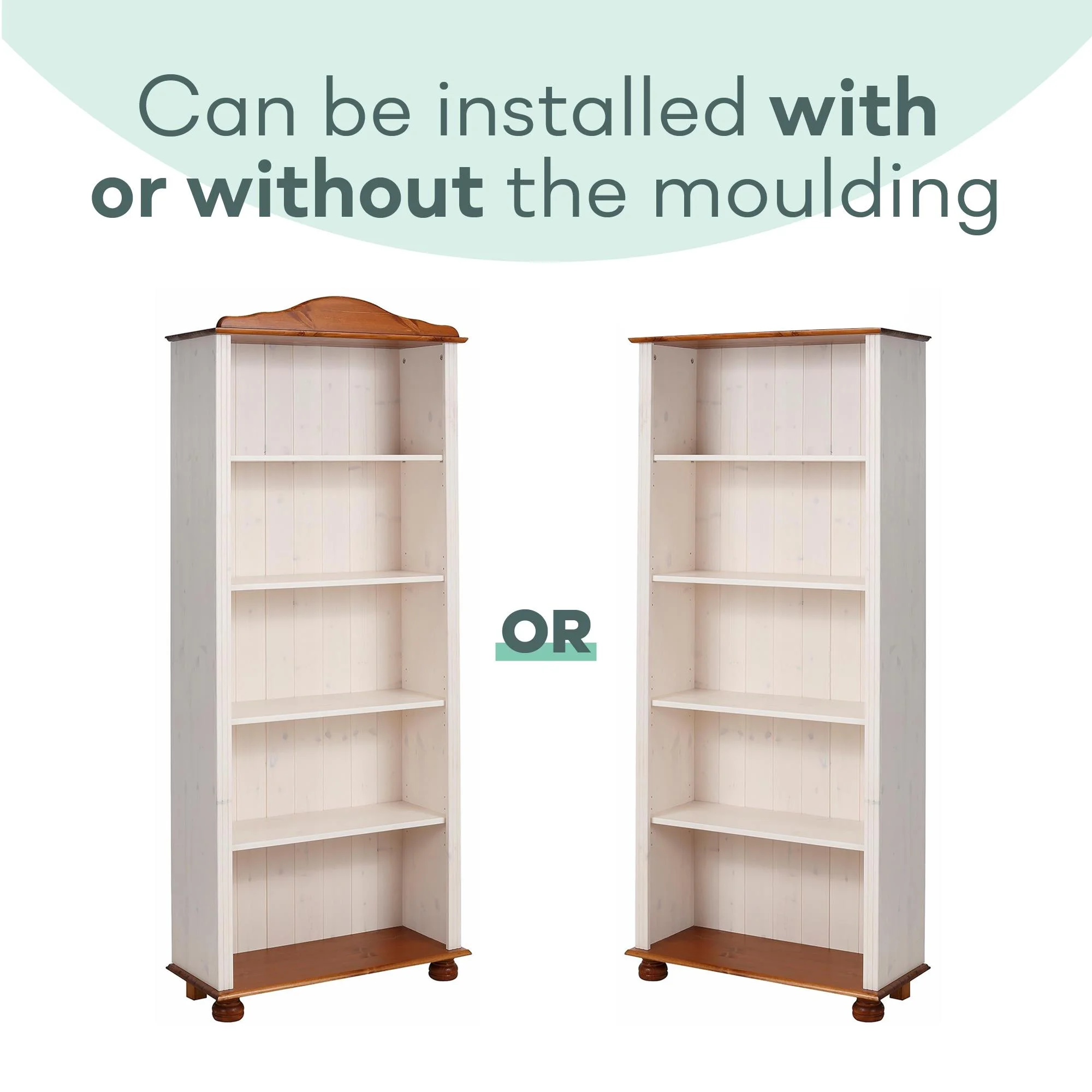 RealRooms Chester 5 Shelf Open Bookcase, White and Honey
