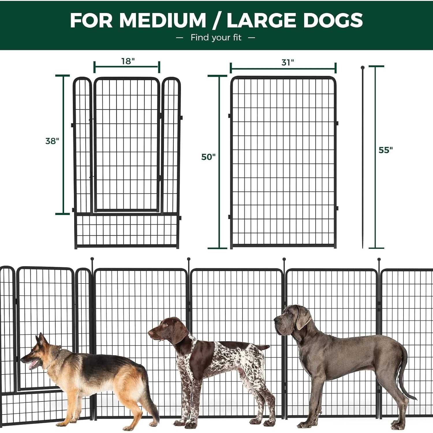 Fxw Rollick Dog Playpen Outdoor Panels Height Dog Fence Exercise Pen with Doors for Medium/Small Dogs - Pet Supplies online store