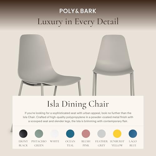 POLY & BARK Isla Modern Kitchen Chairs Set of 4 - Plastic Dining Chair with Metal Legs