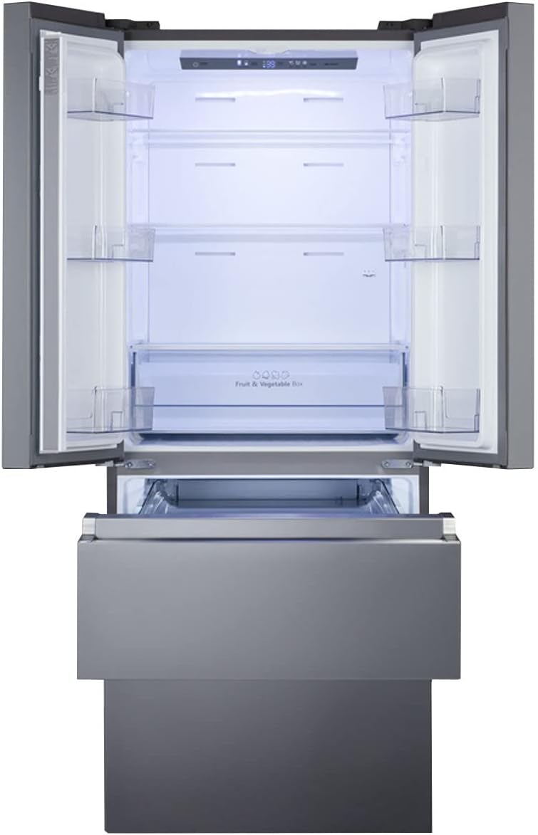 Summit Appliance FDRD152PL 27.5" Wide French Door Refrigerator-Freezer, Stainless Steel Look, Digital Controls, Interior LED Light, Open Door Alarm