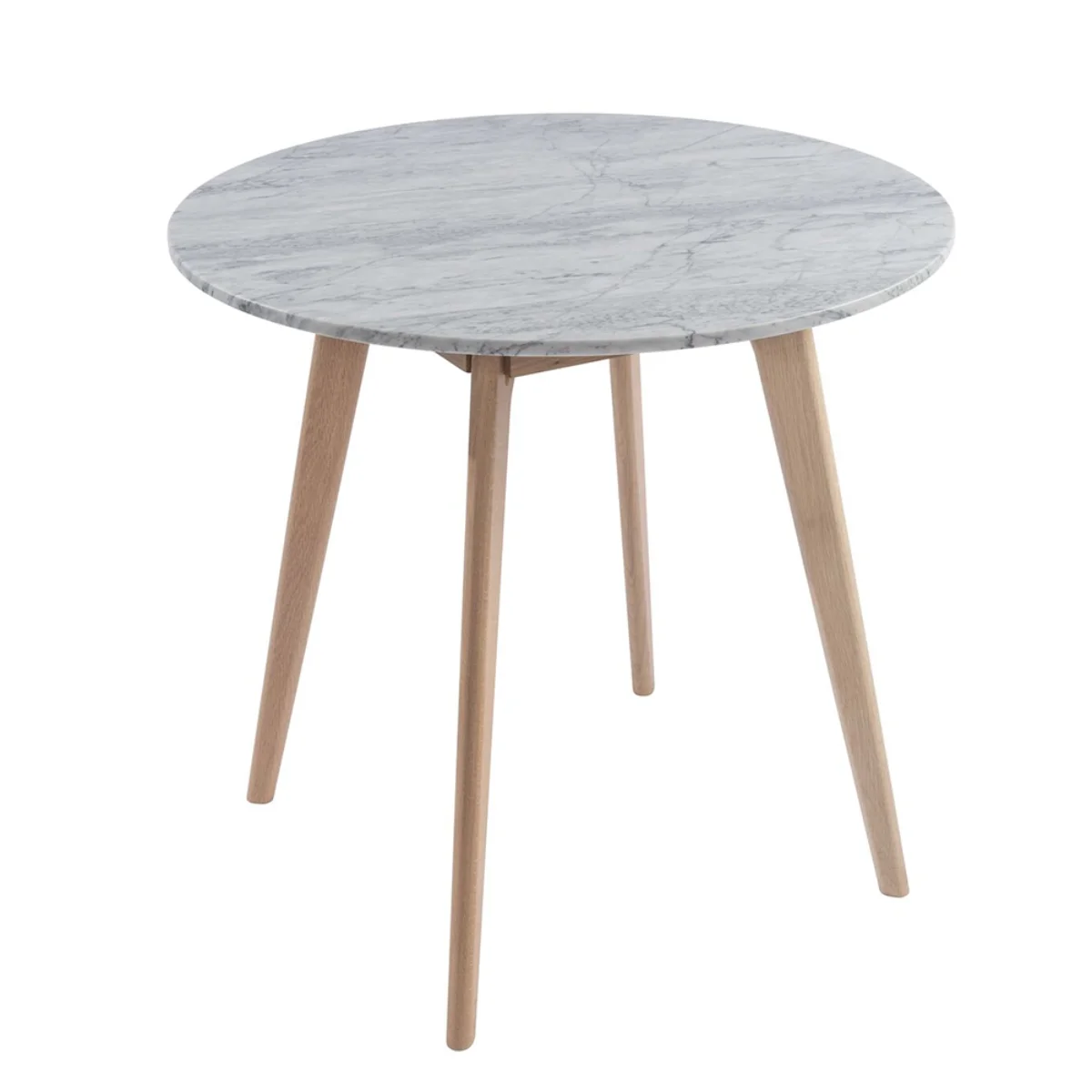 Contemporary Home Living 31.5" White and Beige Round Italian Carrara Marble Dining Table