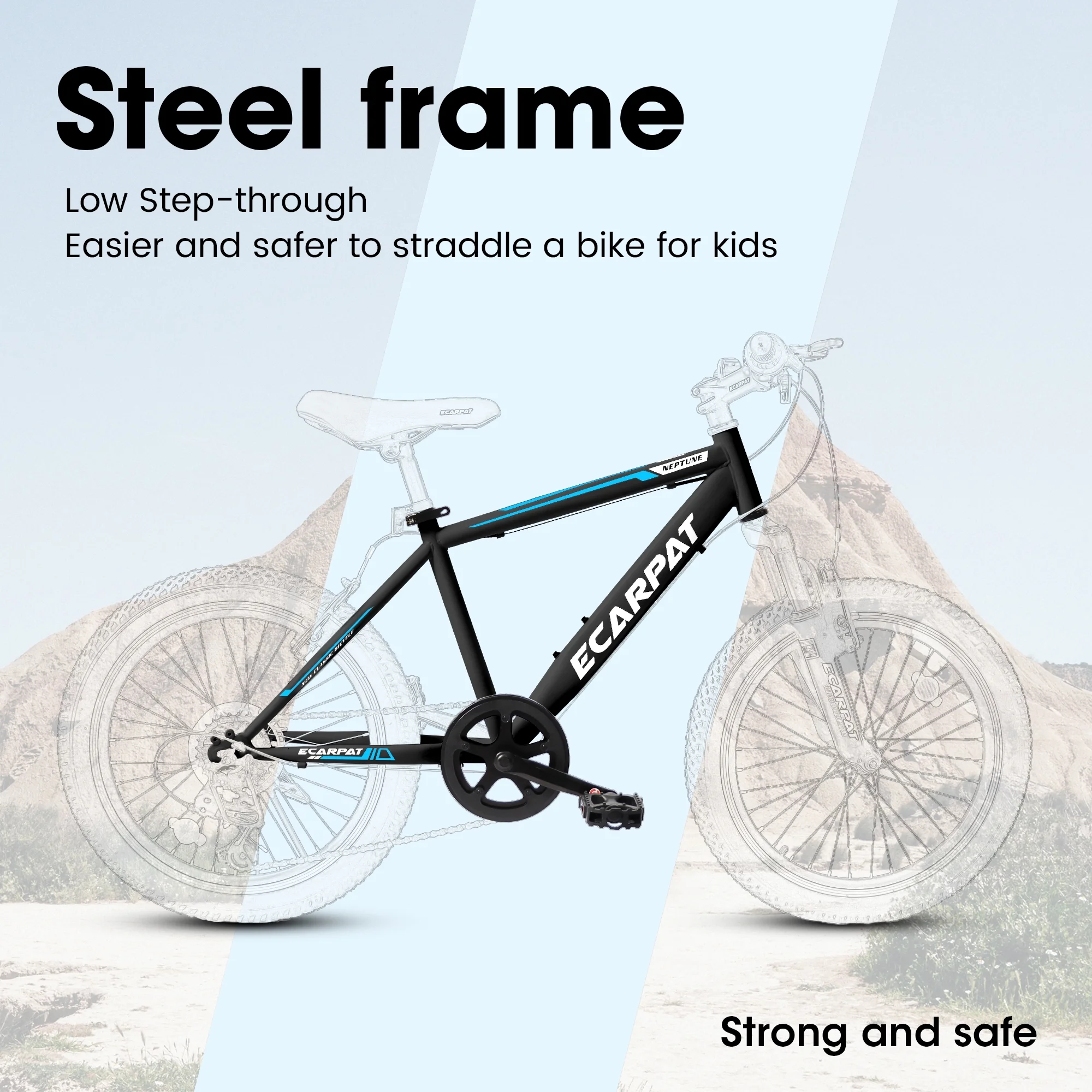 20 Inch Kids Mountain Bike for Boys and Girls, 7 Speed Shimano Drivetrain, Disc Brakes, Fat Tire Youth Bicycles- Black