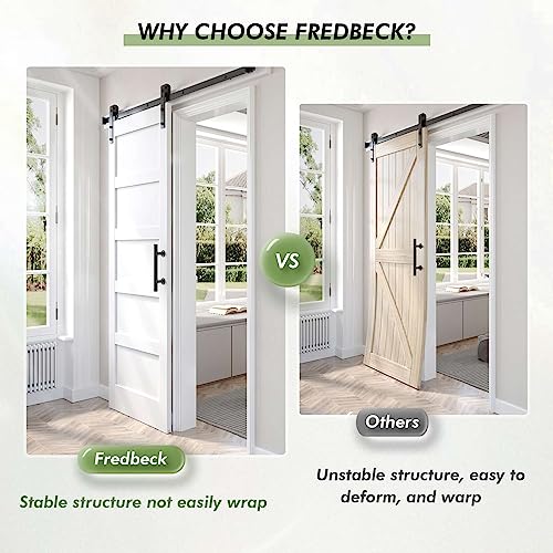 Fredbeck Double 21inx84in White Barn Door and 7FT Sliding Barn Door Hardware Kit Included,Solid,MDF, PVC Surface,DIY Assembly,5-Panel