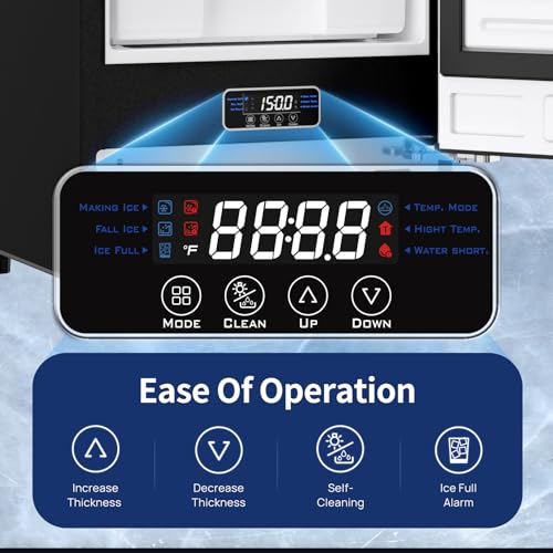 Coolake 15 Inch Commercial Under Counter Ice Maker Machine, 100lbs/Day Stainless Steel Built-in Freestanding Ice Maker with 30lbs Storage Bin