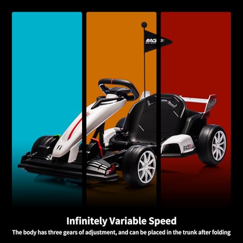 24V Electric Drift Kart for Kids, Ride Car with Adjustable Seat & 8.5MPH Speed, EVA Silent Wheels, Parent-Safety Certified Ride-On Toy