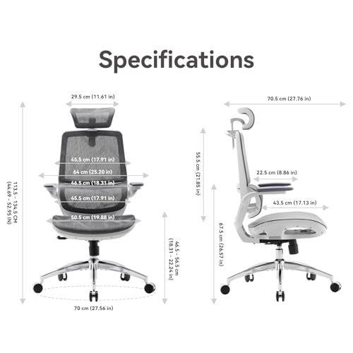 SIHOO M59AS Ergonomic Office Chair, Desk Chair with 3D Flip-up Armrests, Computer Chair with Dual Back Design and Adaptive Dynamic Lumbar Support