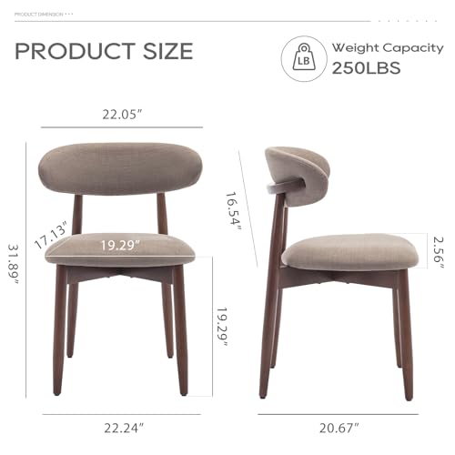 COLAMY Wooden Dining Chairs Set of 4, Modern Fabric Upholstered Dining Room Chair, Farmhouse Kitchen Chairs with Foot Pegs, Green