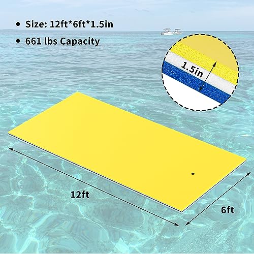 Oversized Lily Pad Floating Mat, 3 Layer 7'/9'/12'/18' Floating Water Mat,Ocean, Beach, River, Pool, Floating Mat for Water Recreation and Relaxing