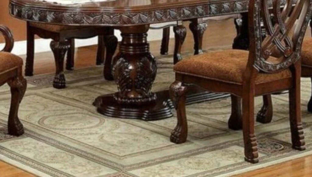 Set of 6 Side Chairs Traditional Formal Style Cherry Solid wood Kitchen Dining Room Furniture Chairs Claw Feet Carved Details