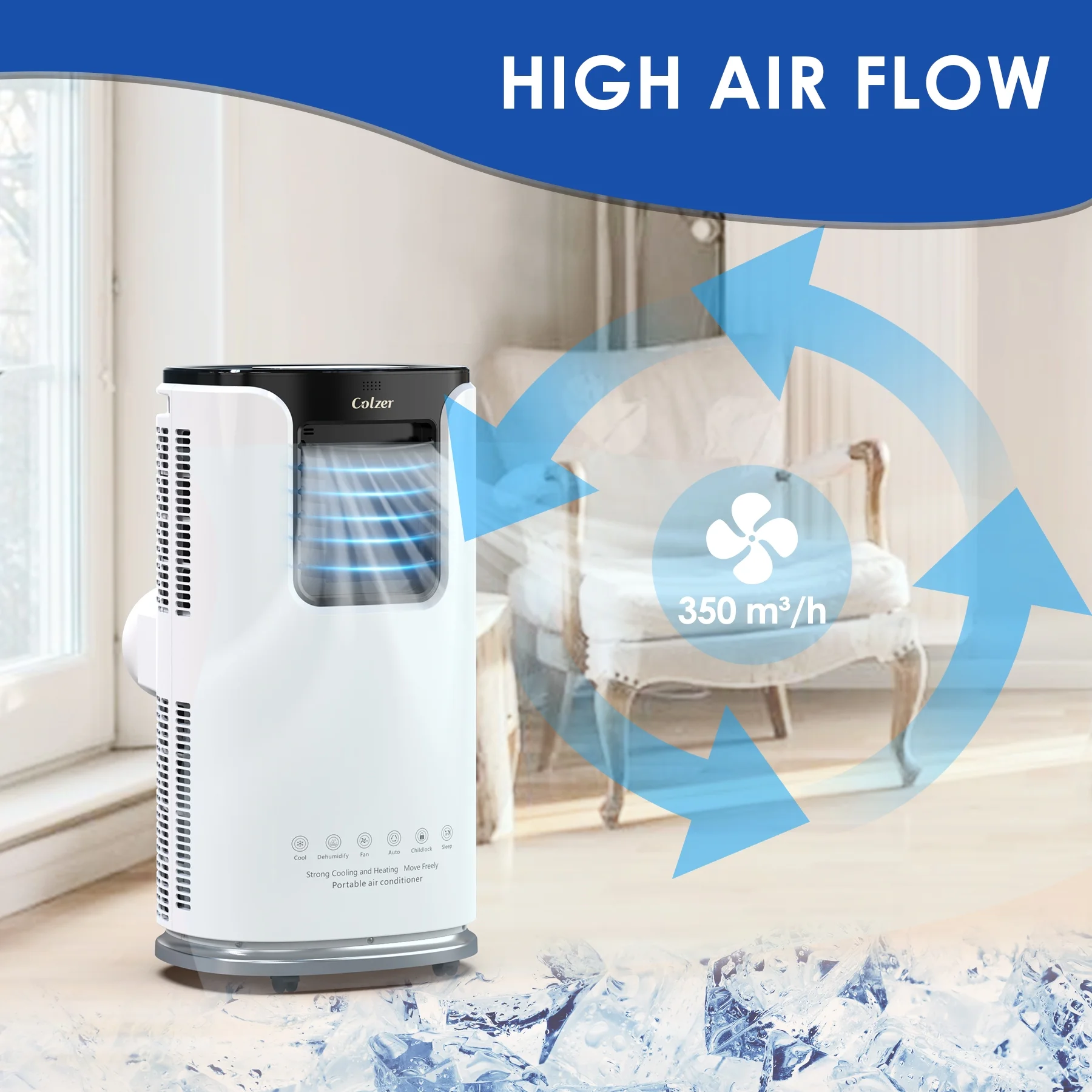 COLZER 14,000 BTU Portable Air Conditioners for 500 Sq. ft. Large Room with Installation Kit