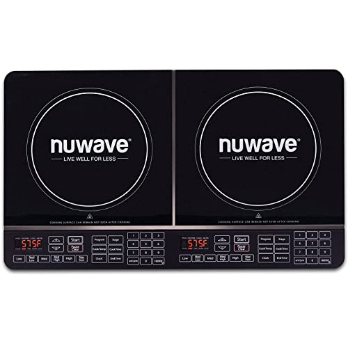 Nuwave Double Induction Cooktop, Powerful 1800W, 2 Large 8” Heating Coils, Independent Controls