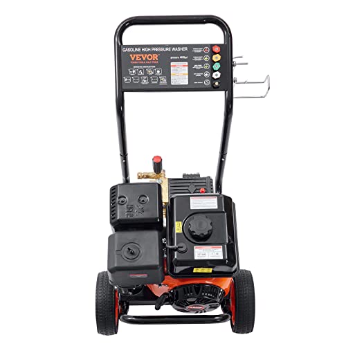 VEVOR Gas Powered Pressure Washer 3400 PSI 2.6 GPM, with Spray Gun and Extension Wand, 5 Quick Connect Nozzles, Copper Pump