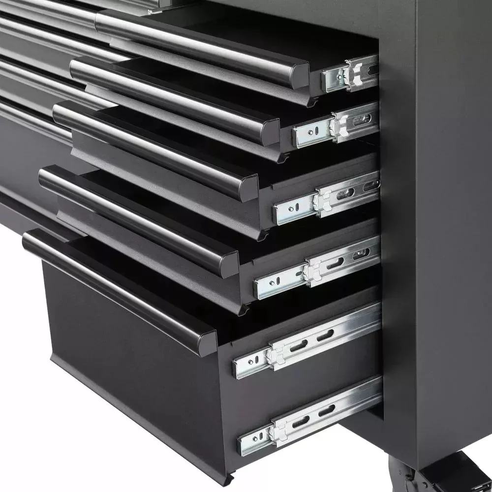 HEAVY-DUTY 72 IN. W 18-DRAWER, DEEP TOOL CHEST MOBILE WORKBENCH IN MATTE BLACK WITH ADJUSTABLE-HEIGHT HARDWOOD TOP