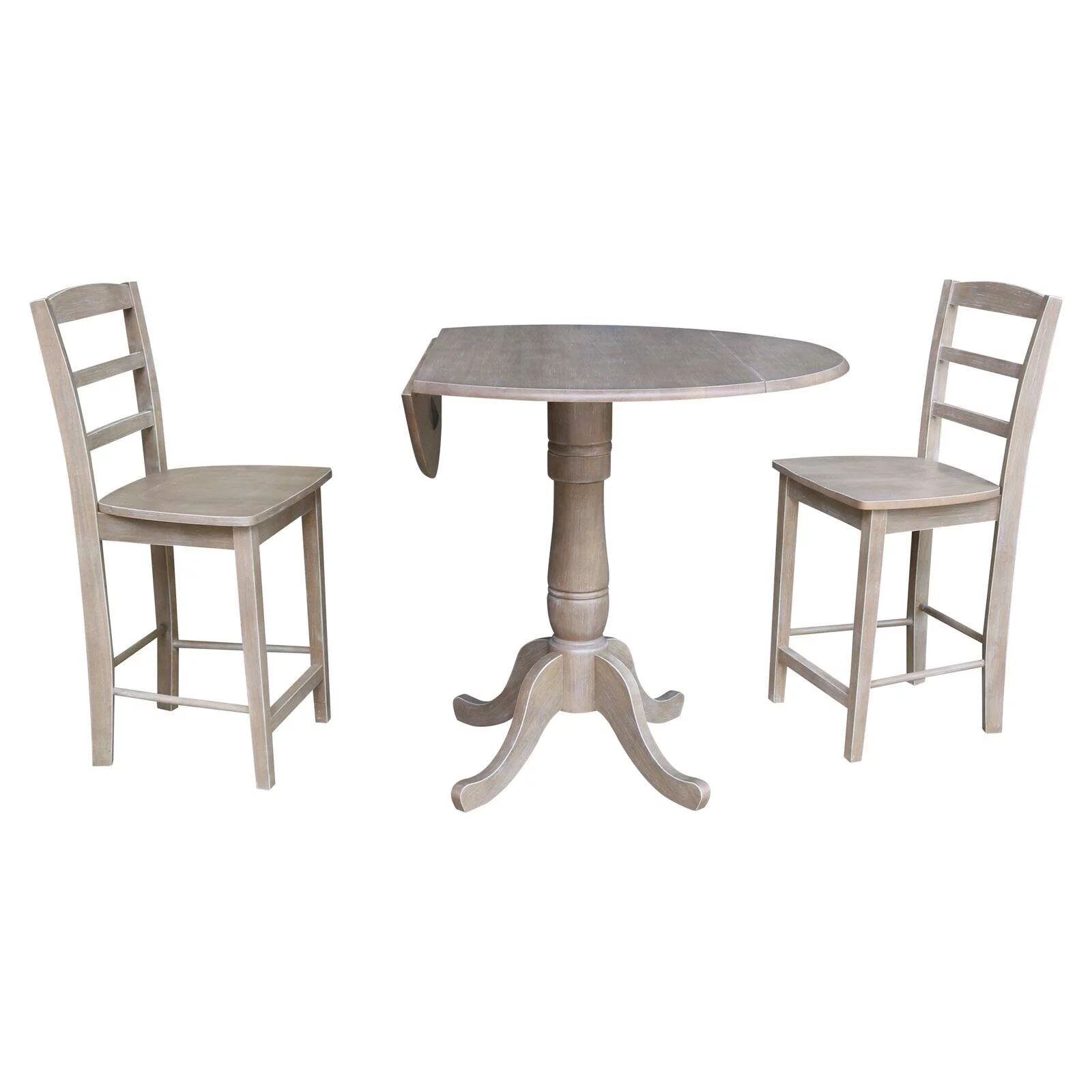 42" Round Dual Drop Leaf Pedestal Table - 35.5"H