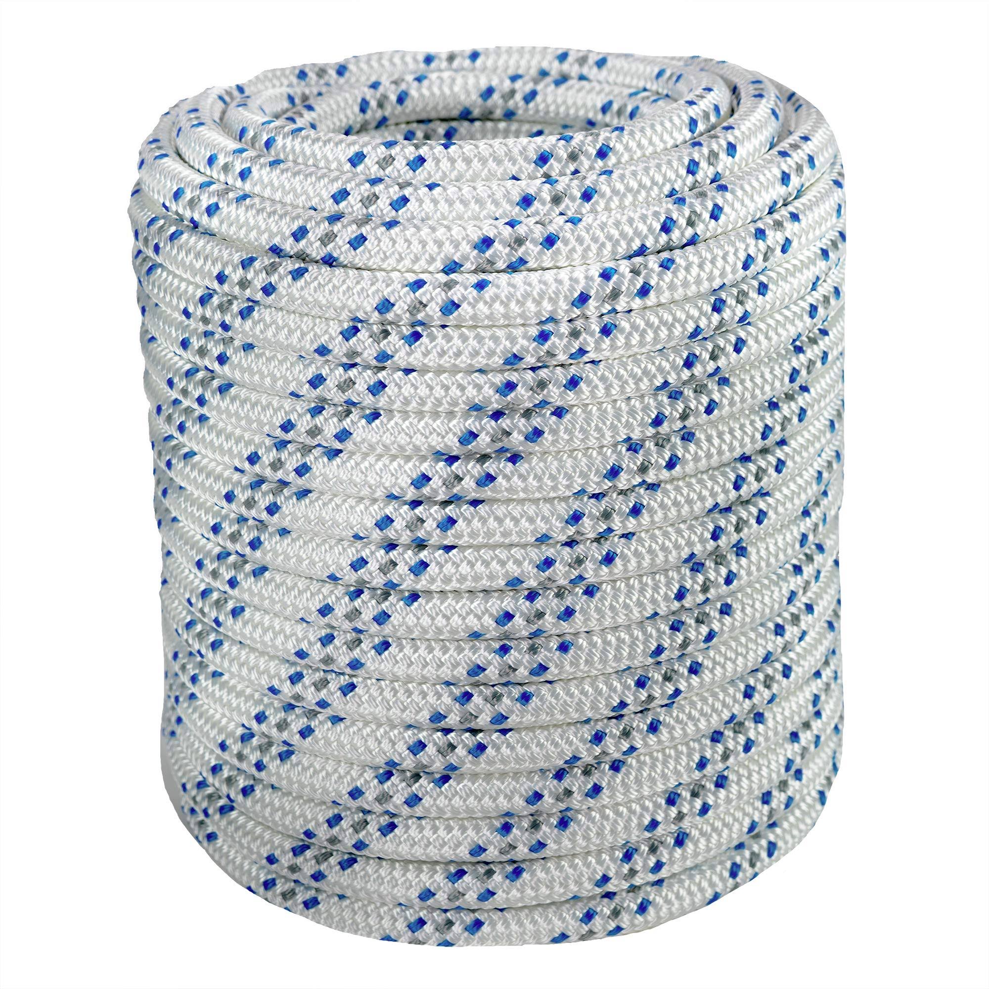 Double Braid Polyester Arborist Bull Rope | Rigging Hoisting Line | High Strength Tree Rope | Made in USA | 5/8 inch x 200 Feet
