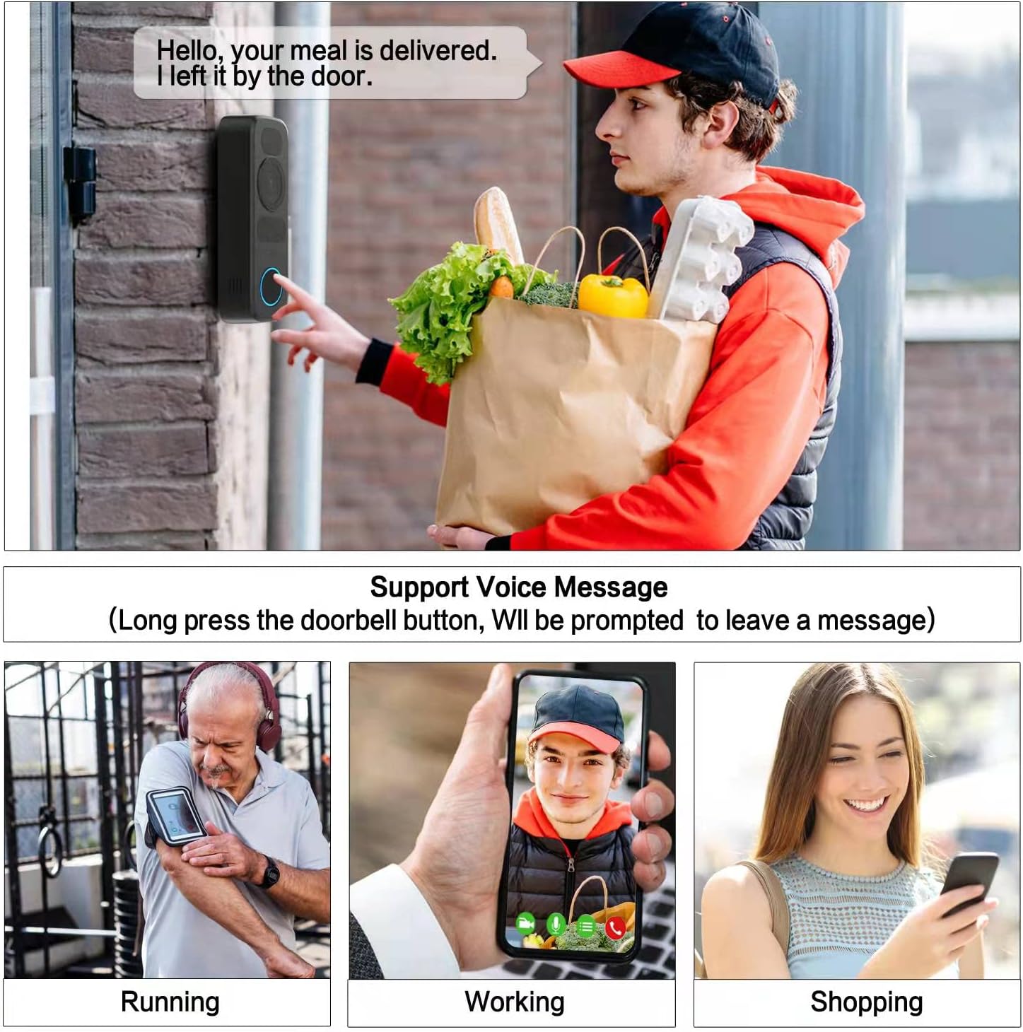 JLAZGJ Wired Video Doorbell Camera, 1080P HD, 140° View, IR Night Vision, Motion Detection