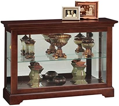 Howard Miller Underhill Console Curio Cabinet 680-533 – Cherry Bordeaux Finish, Home Decor, One Glass Shelf, Two Level Display Case