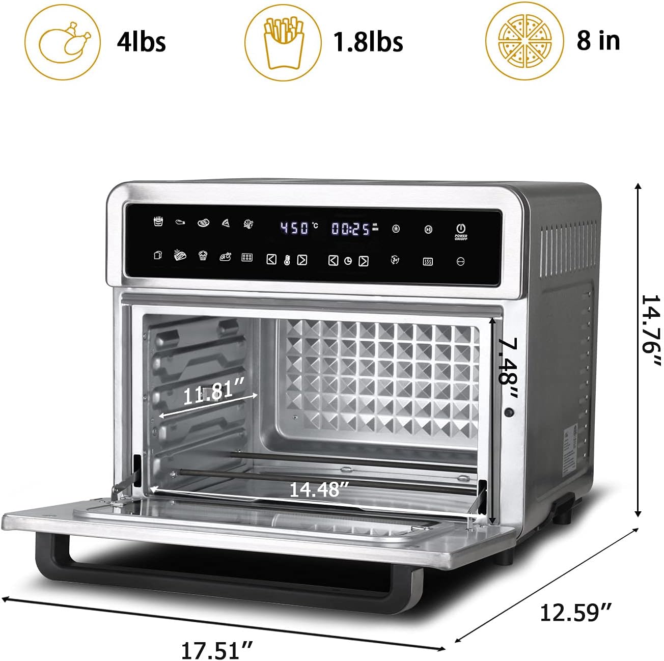 Artestia 26QT Air Fryer Oven - Versatile, Healthier, Easy to Use, Large Family Size