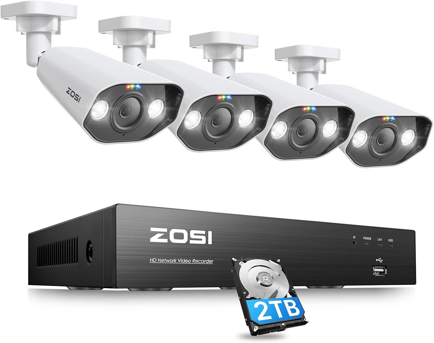 ZOSI 16CH 1080P Security Camera System with 2TB Hard Drive,H.265+ 16Channel 1080P HD-TVI DVR with 8PCS 1080P Outdoor Indoor Surveillance Cameras
