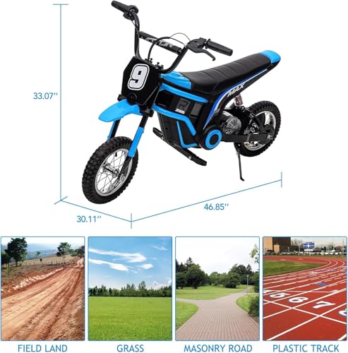 Electric Dirt Bike for Kids, 24V 350W Kids Electric Motorcycle, 3-Speed Modes & Up to 14.29 MPH, Metal Suspension Safe and Shock Proof