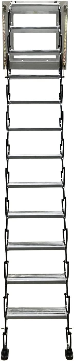 TECHTONGDA Attic Ladder Steps Pull Down 12 Steps Attic Stairs, Attic Access Ladder, Black Wall-mounted Folding Stairs for Attic