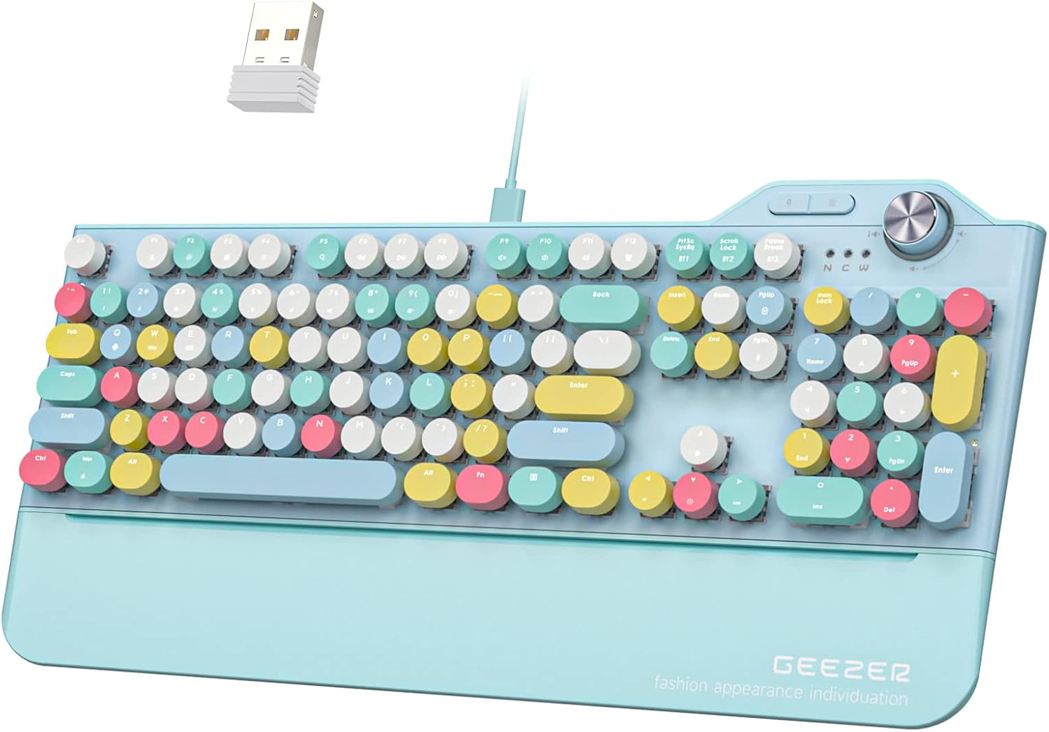 Wireless Mechanical Keyboard with LED Backlit, Bluetooth 5.1/USB Wired Rechargeable 104 Keys Full-Size PC Gaming Keyboard