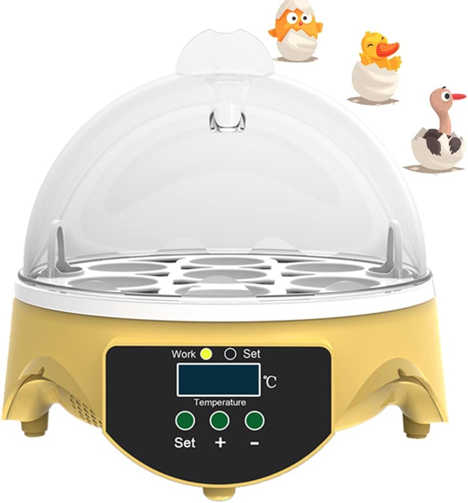 Mini Egg Incubator 9 Small Hatcher with Temperature Control,9 LED Luminous Egg Candle Tester Digital Poultry Hatching for Chickens Ducks Birds