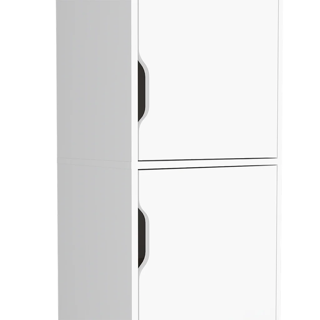 CoSoTower Single Kitchen Pantry Wallas, Four Shelves, Two Doors, Light Oak / White Finish