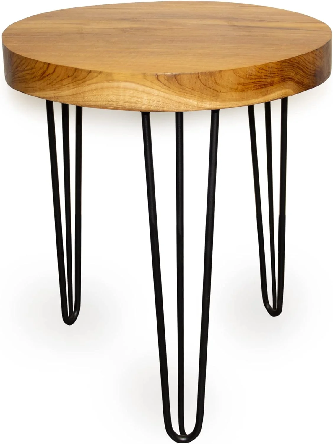 Natural Teak Wood Slab Round Accent End Table (Teak Wood)