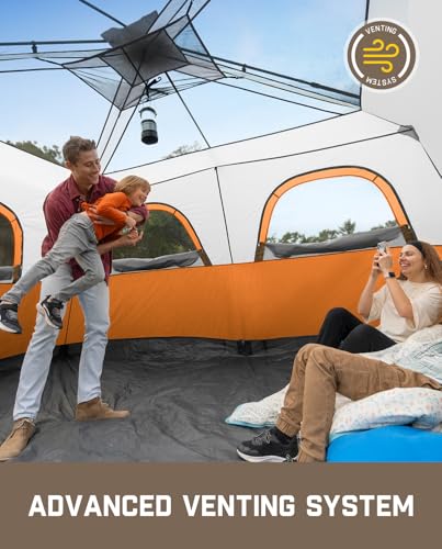 FanttikOutdoor Camping Tent 4/6/8/10 Person Instant Cabin Tent Setup in 60 Seconds with Rainfly & Windproof Portable with Carry Bag for Family
