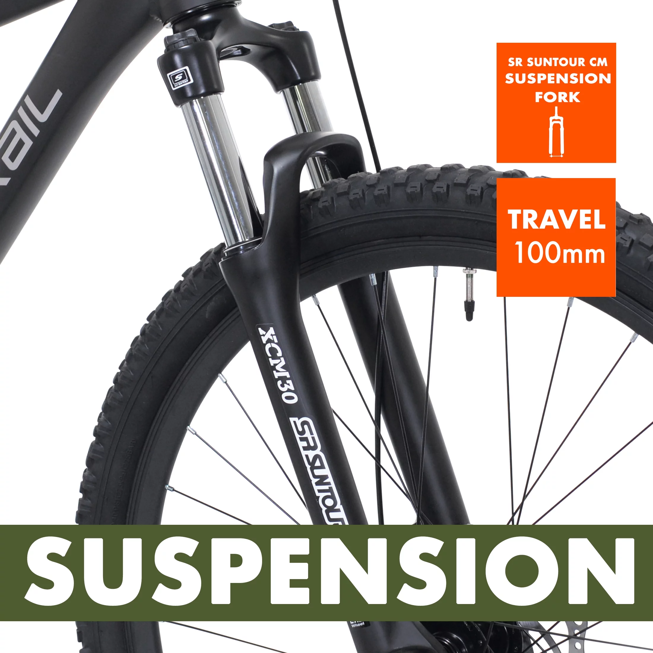 Ozark Trail 27.5 Vibe Mountain Bike, Medium Frame, Black, Adult, Unisex