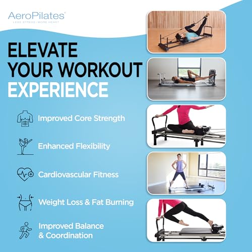 Stamina Pilates Reformer, Home Workout Equipment, AeroPilates Premier - Portable Exercise Machine for Strength and Fitness Training