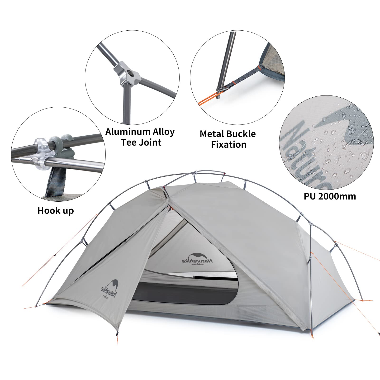 Naturehike VIK 1/2 Person Ultralight 3 Season Backpacking Tents with Footprint - 15D Lightest Portable Tent for Camping Hiking with Carry Bag