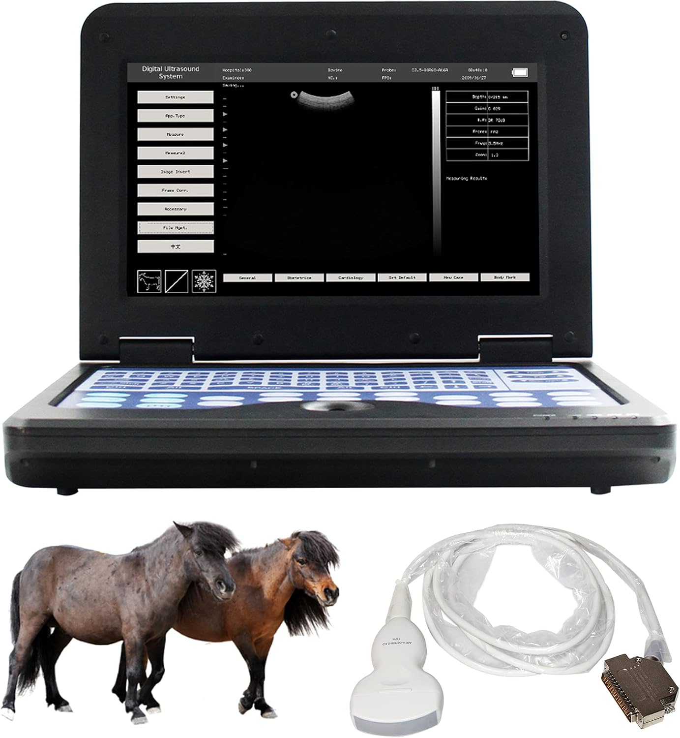 CONTEC USA Veterinary Laptop Machine Ultrasound Scanner Newest Horse/Equine/Cow/Sheep use (Convex & Rectal Linear Probe)