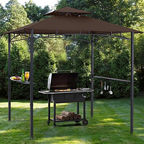 ABCCANOPY 8x5 Grill Gazebo - Outdoor BBQ Canopy Shelter with Led Light for Patio Backyard Grilling (Dark Gray)