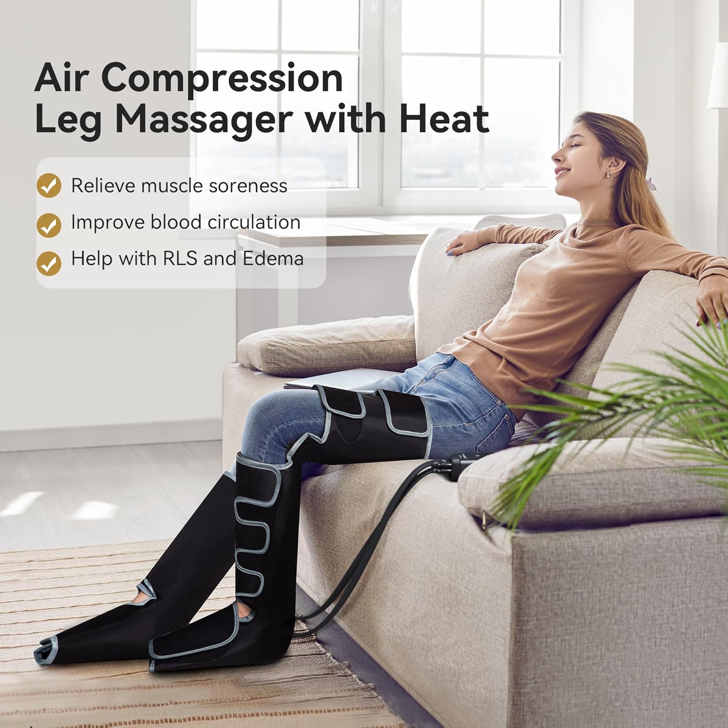 FIT KING Full Leg Massager with Heat, Air Compression Massager for Foot Calf & Thigh Muscle Relaxation and Recovery, Helpful for Pain Relief,Swelling