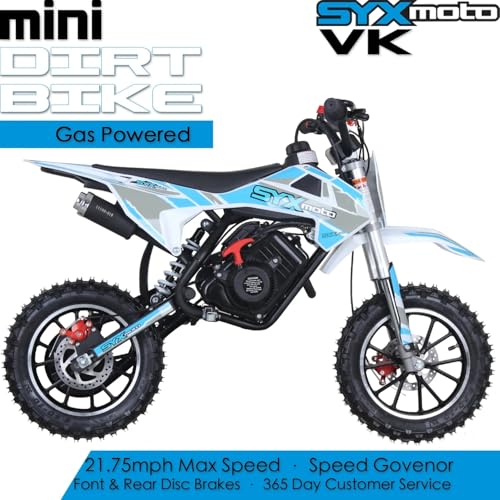 SYX MOTO 60cc Dirt Bike, Gas Powered 4-Stroke Mini Motocross Motorcycle, Dirtbike for 8-14, Off-Road Pull Start Pit Bike with Speeds up to 22 MPH