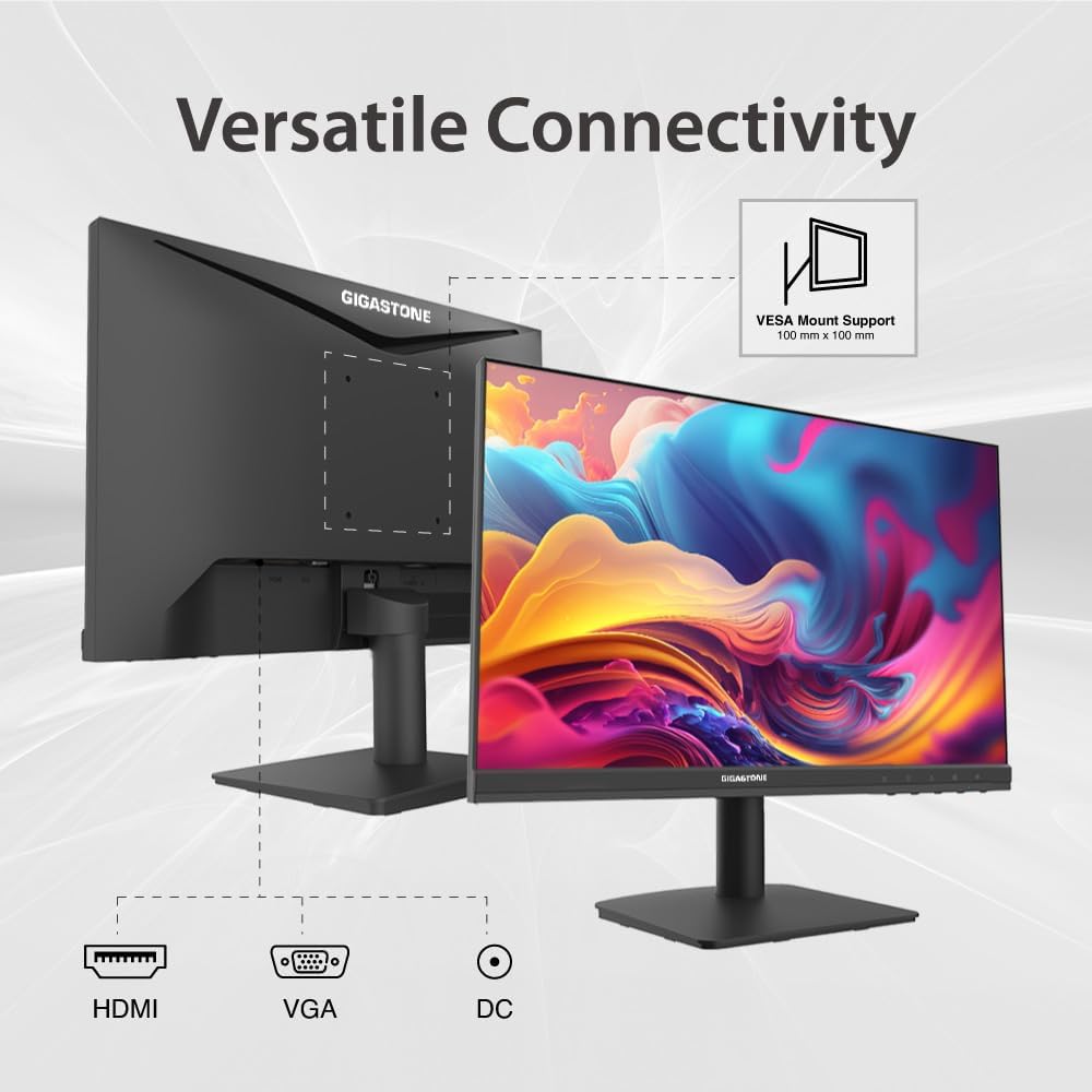 Gigastone 21.45 inch VA LED Back Light Monitor 75Hz FHD 1920 x 1080, 1080P 178° Wide View Frameless Computer Monitor 4ms, Eye Care Technology