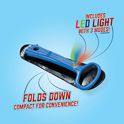 The Original LED Ski Skooter by Geospace Fold-Up Snowboard Kick-Scooter for Use on and Grass Blue Snow Sled
