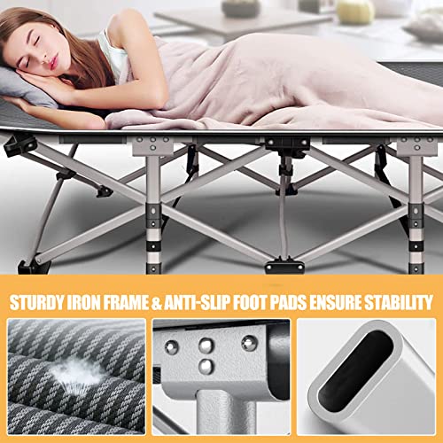 DoCred Folding Camping Cot with Mattress, 2 Pack Heavy Duty Folding Cot for Adults, Portable Sleeping Cot Bed Adults Outdoor Bed with Carry Bag