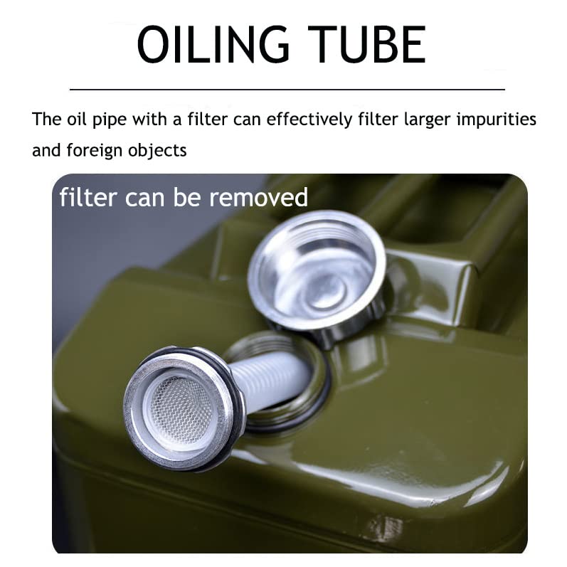 Portable Fuel Tank Stainless Steel Oil Barrel Gas Can,Gasoline Barrel,Thick Fuel Tank,Flexible Spout,Diesel Can for Cars,Trucks and Boat,50L