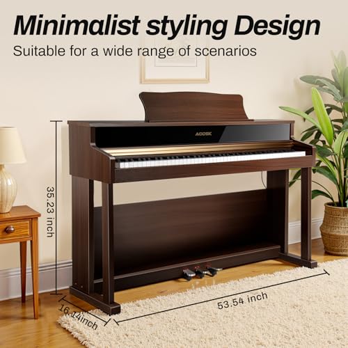 AODSK 88 Key Digital Piano,Weighted Hammer Action Digital Piano with Full-Size Weighted Keys,Triple Pedal,Beginner Bundle with Furniture Stand